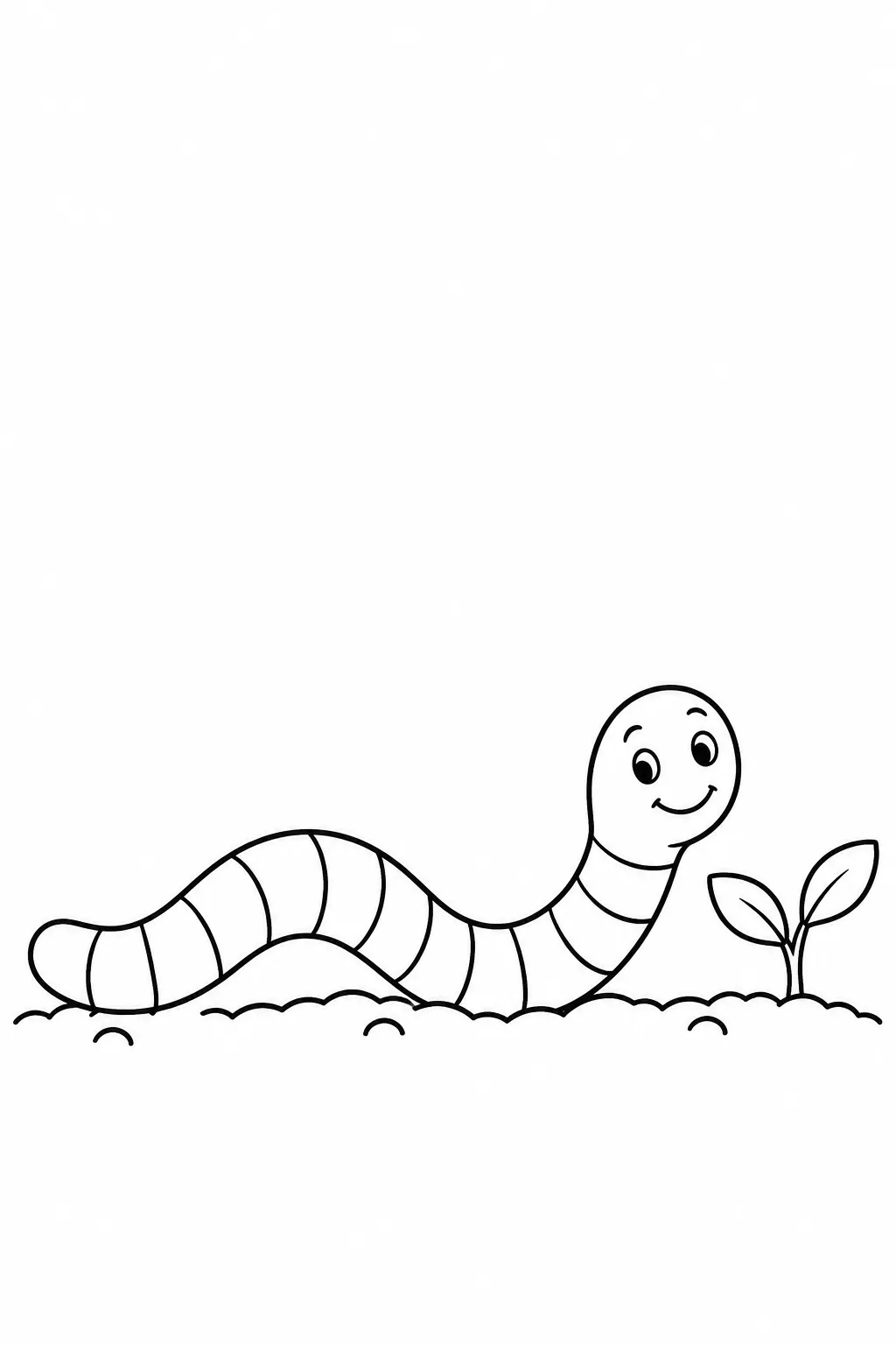 Worm on Damp Ground rainy day printable coloring page