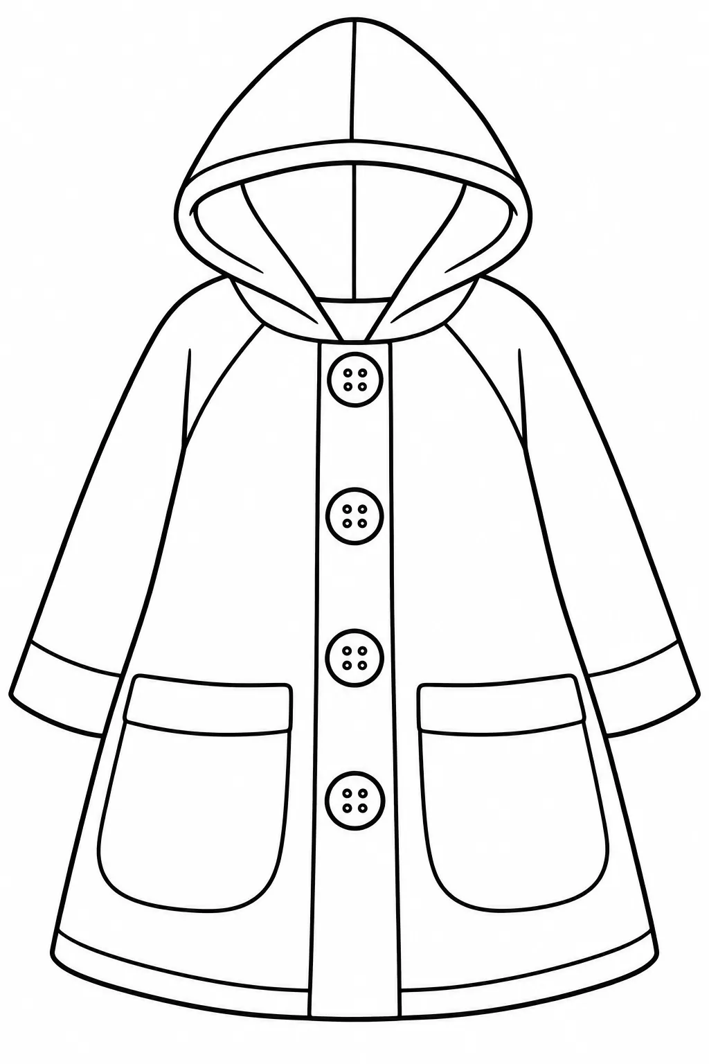 Raincoat with Big Pockets rainy day printable coloring page