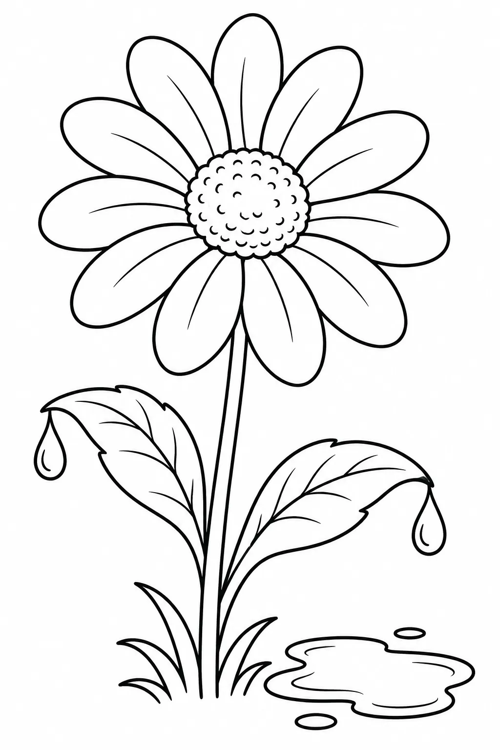 Daisy after the Rain rainy day printable coloring page