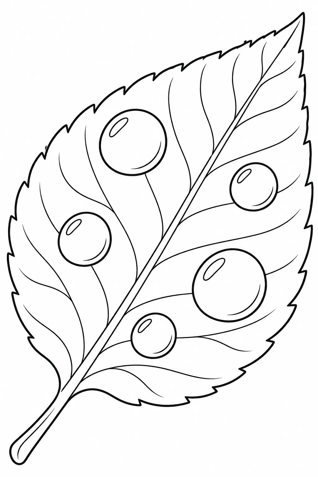 Raindrops on a Leaf rainy day printable coloring page