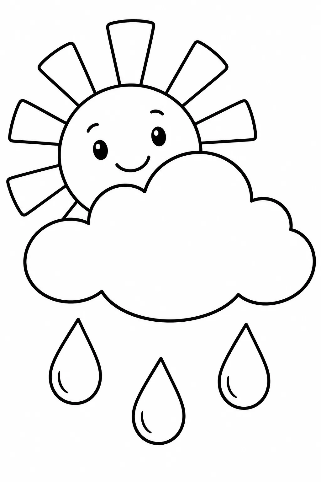 Sun Peeking from a Cloud rainy day printable coloring page
