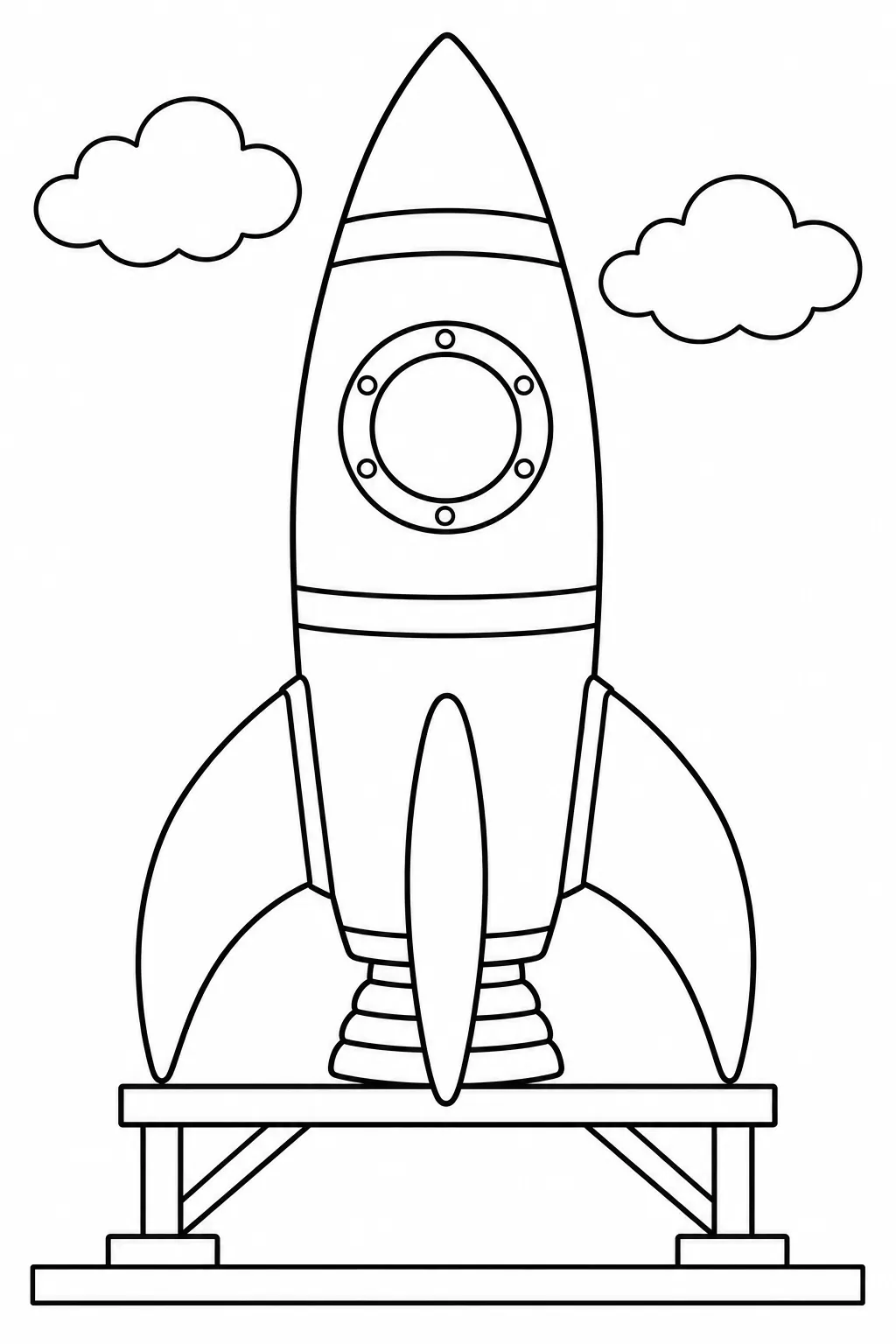 Rocket Ready for Launch printable space coloring page for kids