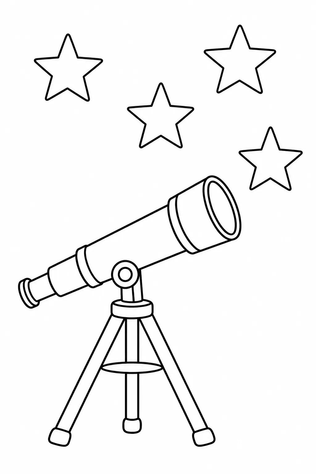 Telescope under the Stars printable space coloring page for kids