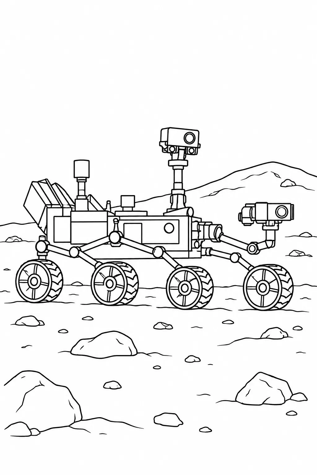 Mars Rover Rolling printable space coloring page for kids