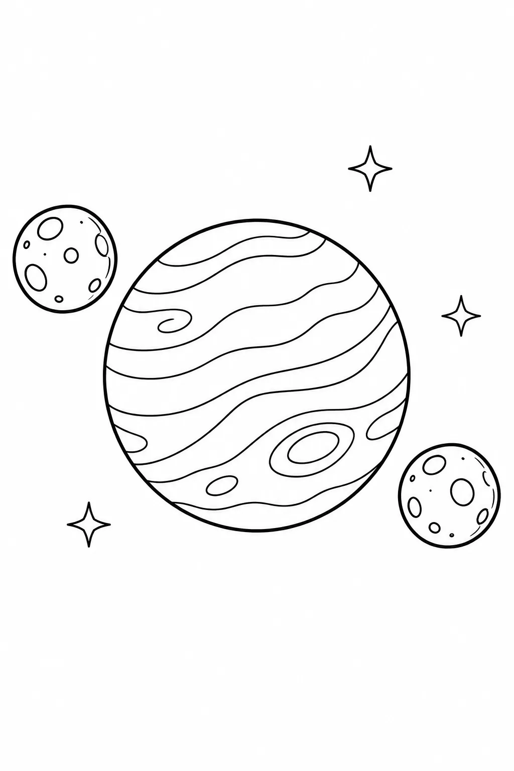 Planet with Two Moons printable space coloring page for kids