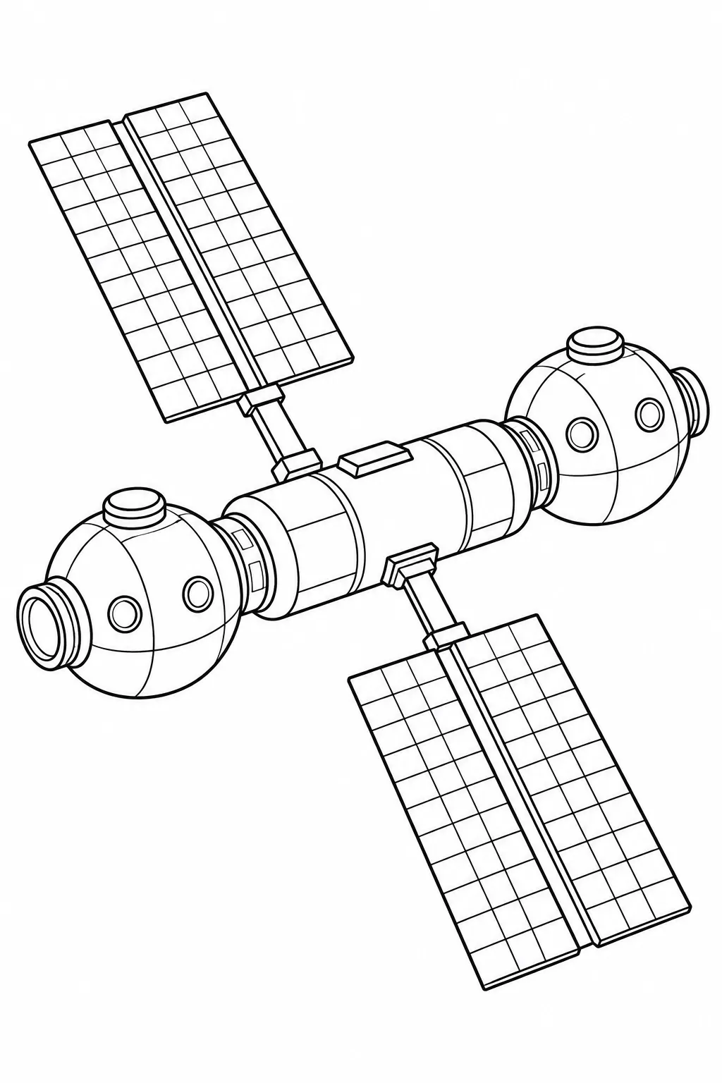 Space Station Modules printable space coloring page for kids
