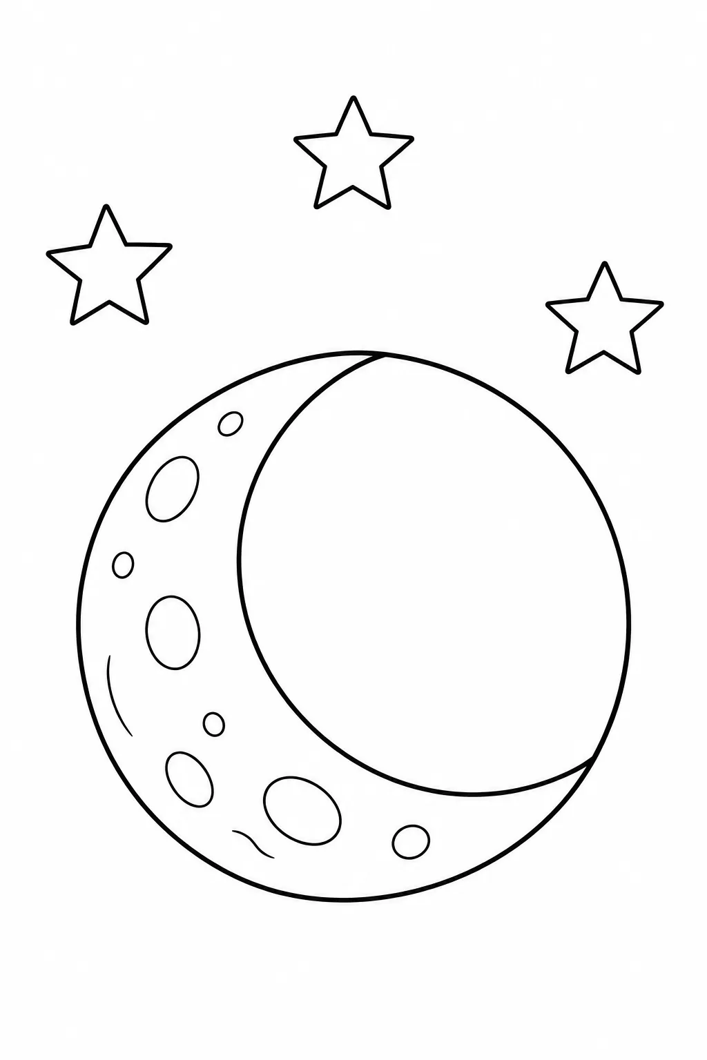 Moon and Crescent Shadow printable space coloring page for kids