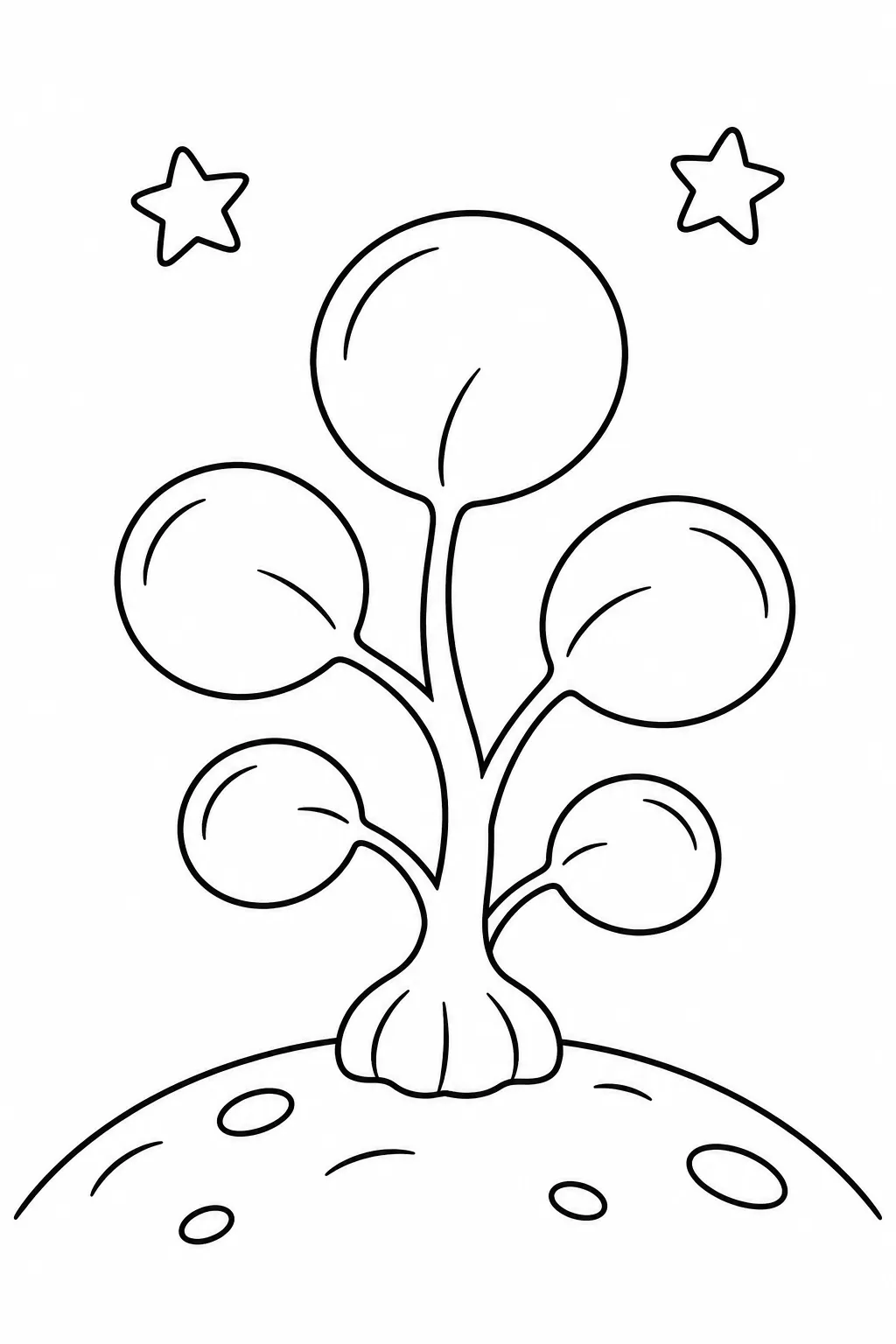 Alien Garden Planet printable space coloring page for kids