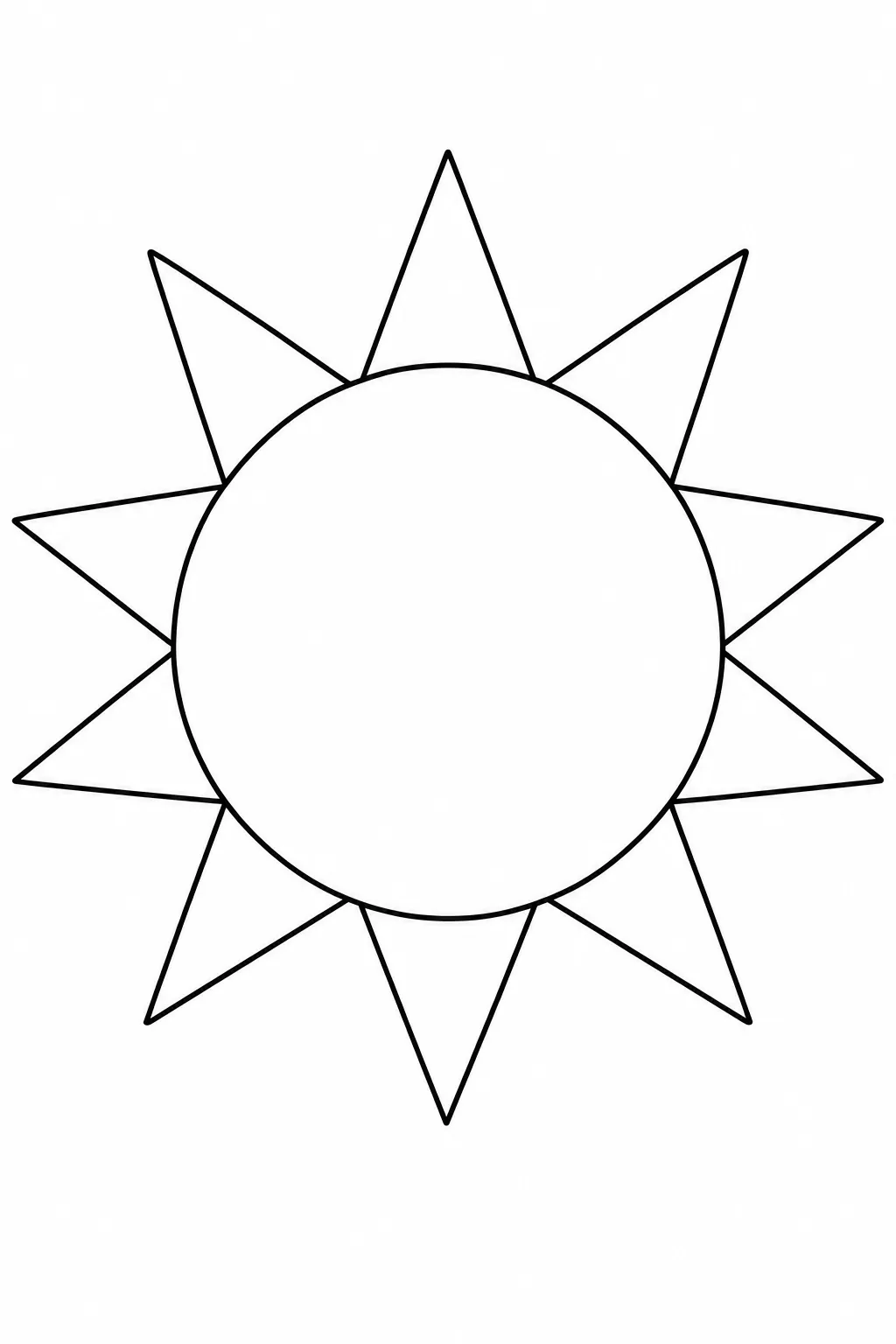 Sun with Broad Rays printable space coloring page for kids