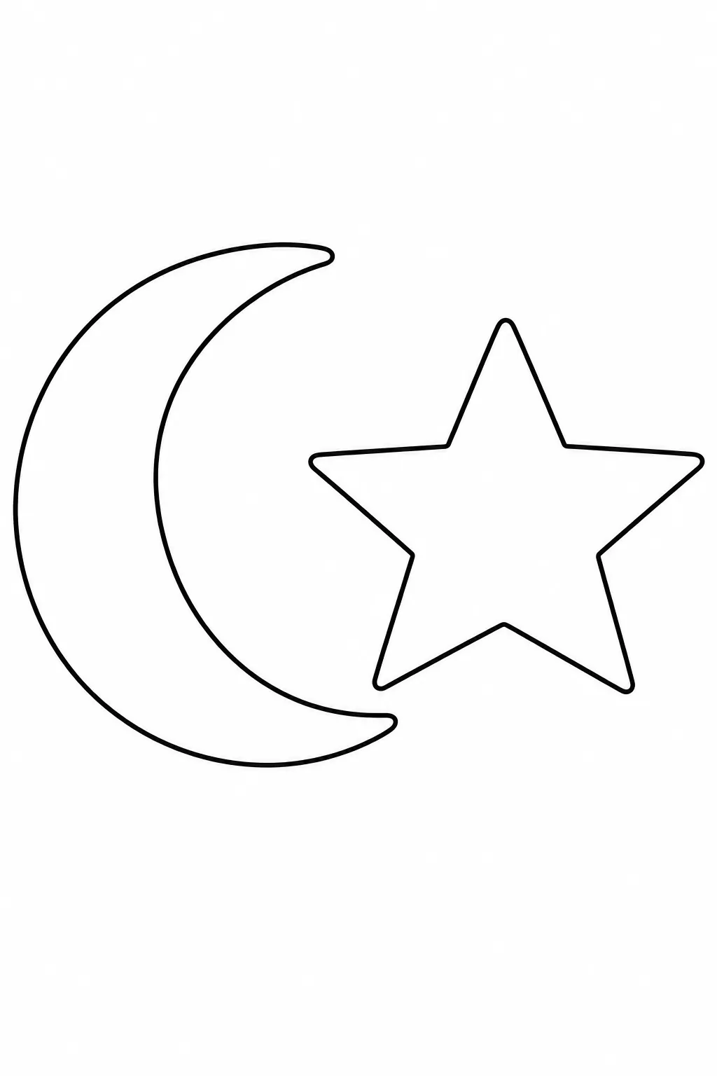 Star and Crescent Pair printable space coloring page for kids