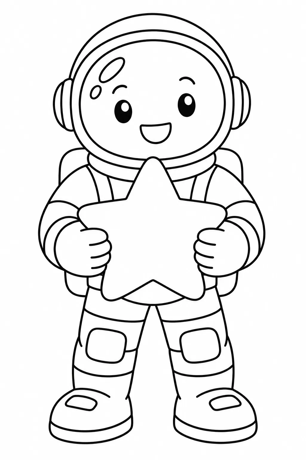 Astronaut Holding a Star printable space coloring page for kids