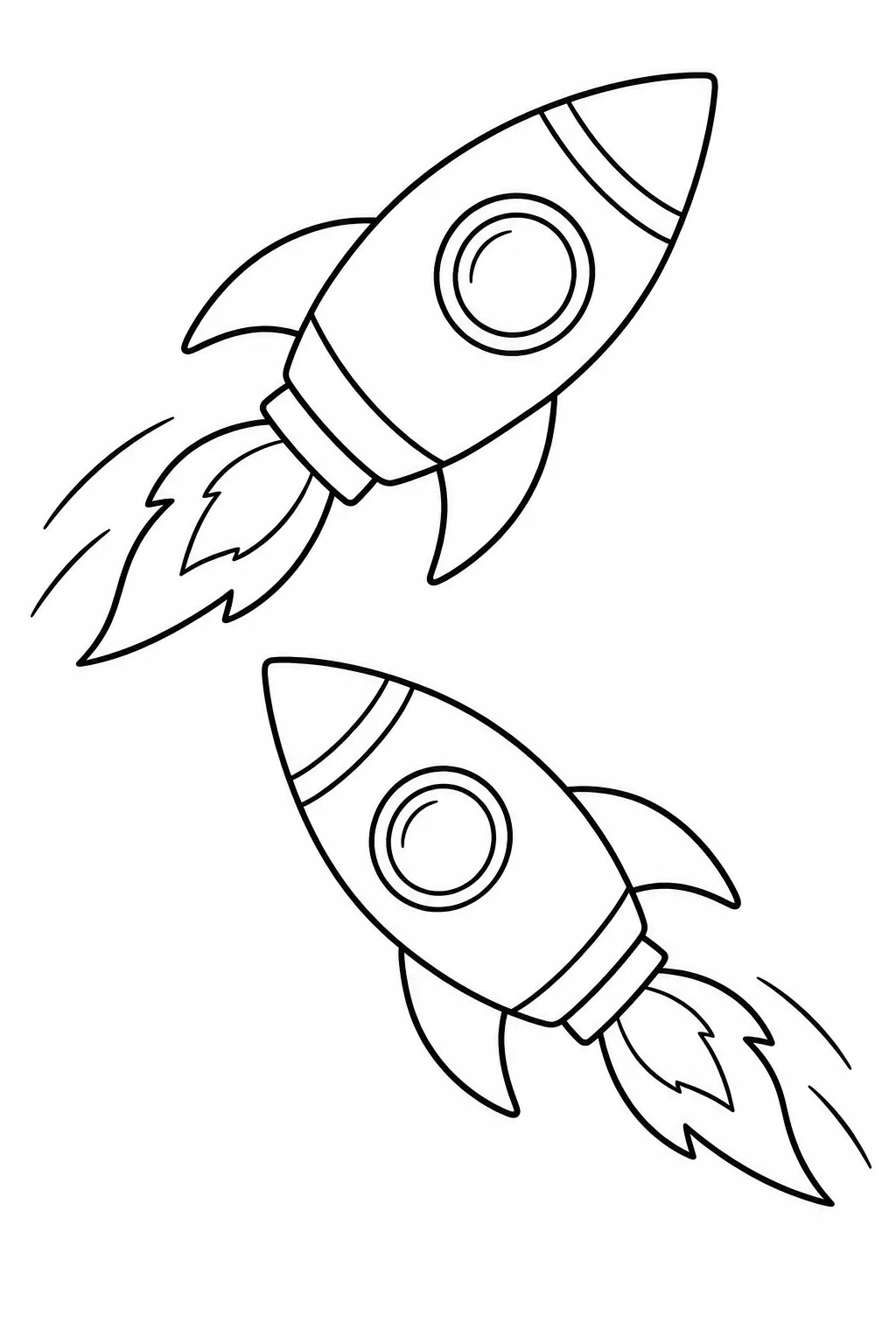 Two Rockets Passing printable space coloring page for kids