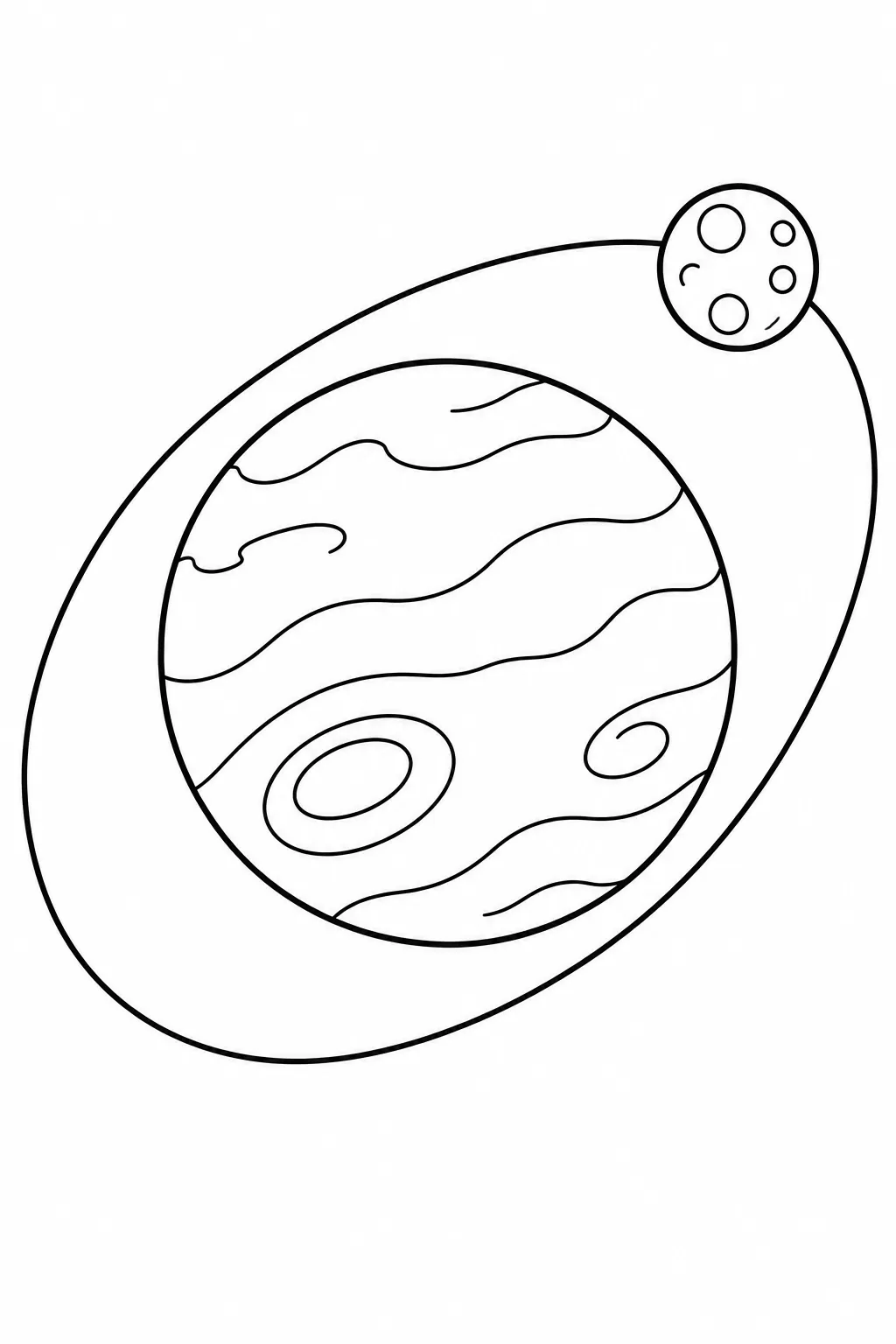 Orbiting Moon printable space coloring page for kids