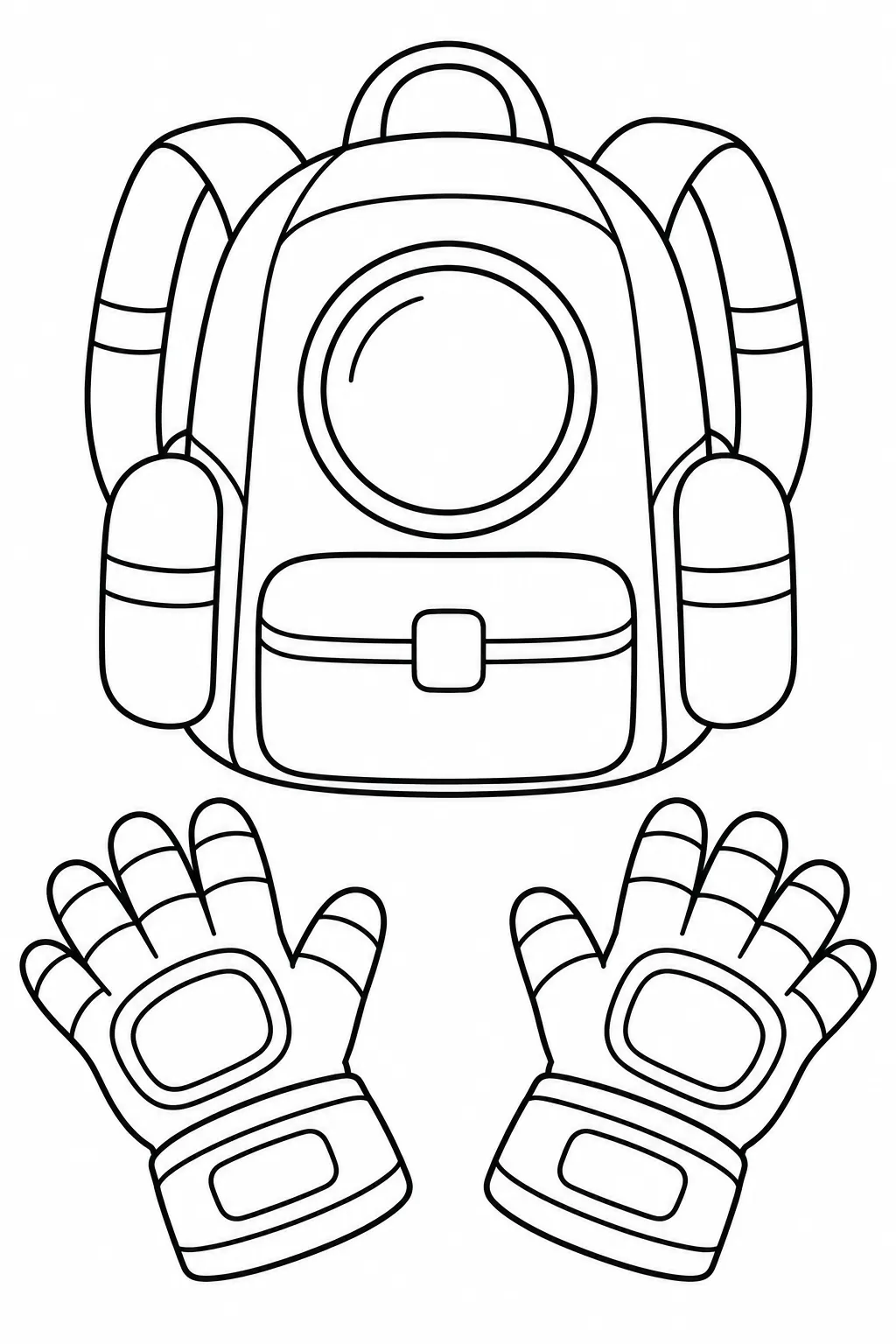 Space Backpack and Gloves printable space coloring page for kids