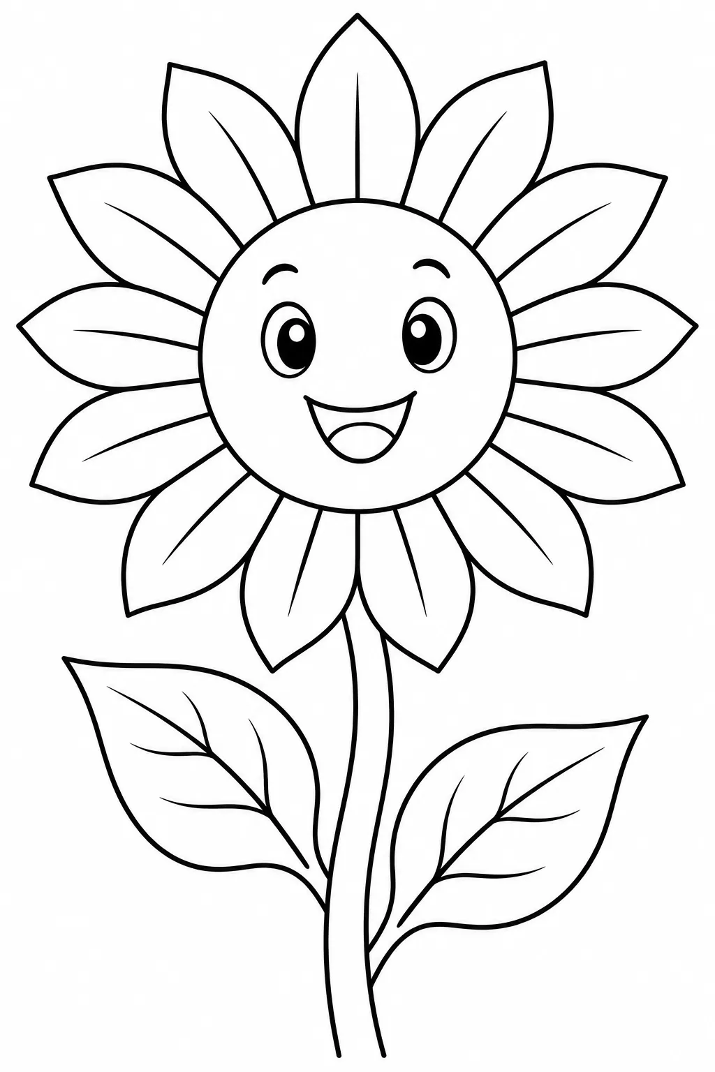 Sunflower Face printable spring flower coloring page for kids