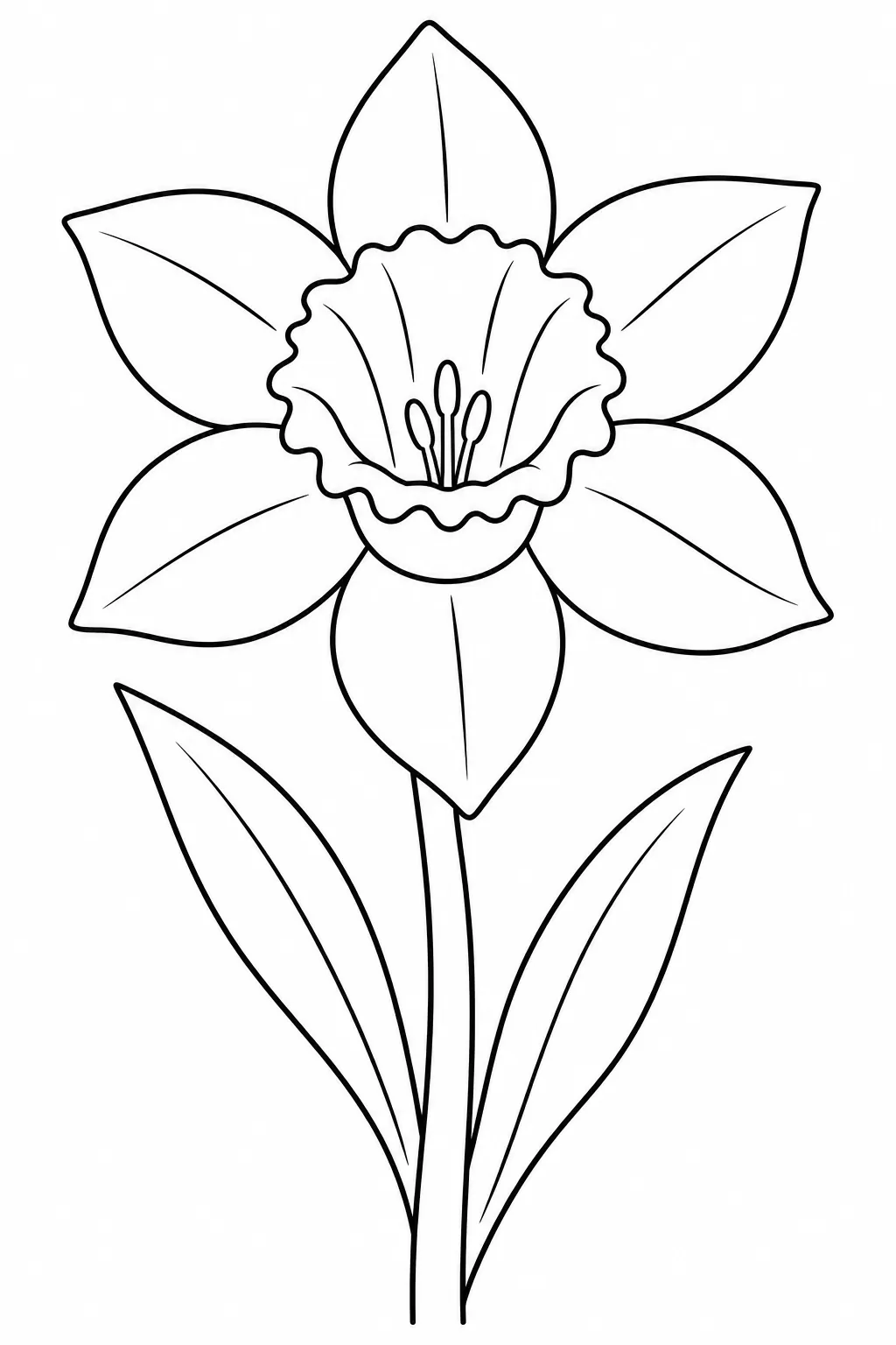 Daffodil Trumpet printable spring flower coloring page for kids