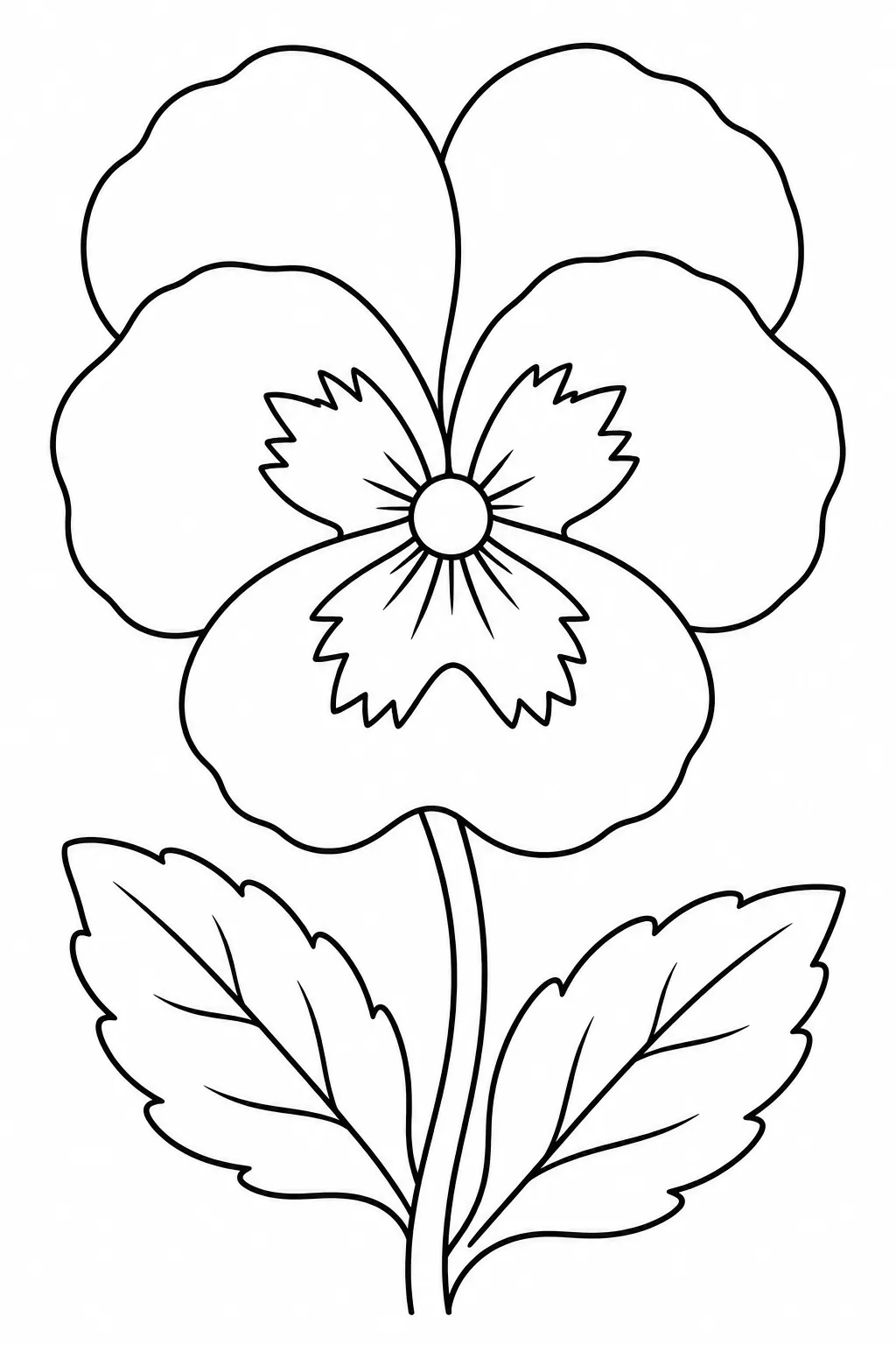 Pansy Smile printable spring flower coloring page for kids