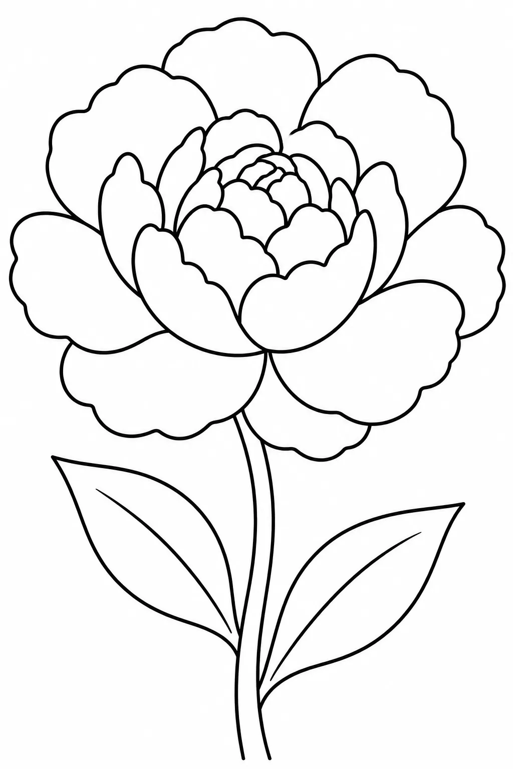 Peony Layers printable spring flower coloring page for kids