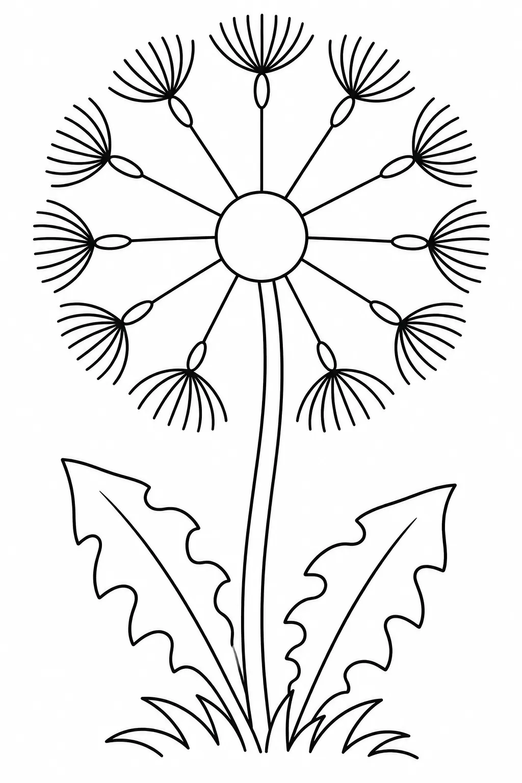 Dandelion Puff printable spring flower coloring page for kids