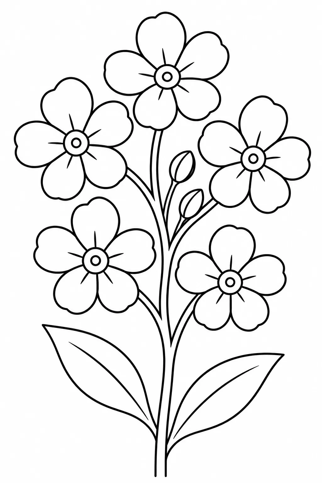 Forget Me Not Spray printable spring flower coloring page for kids