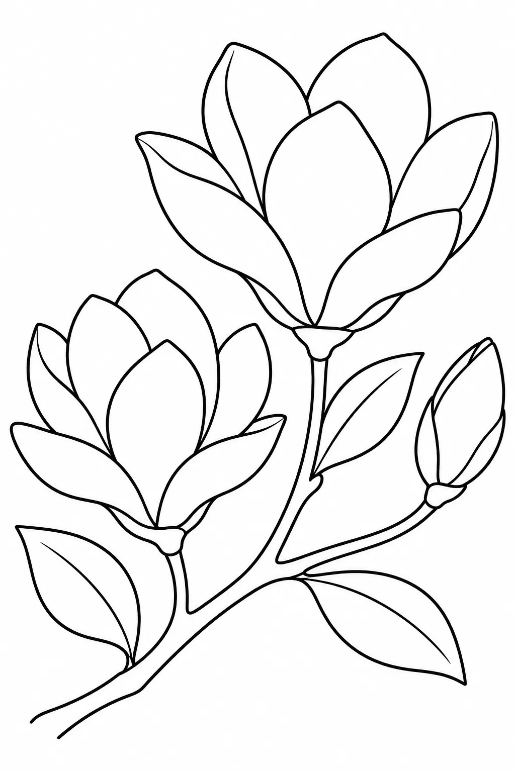 Magnolia Branch printable spring flower coloring page for kids