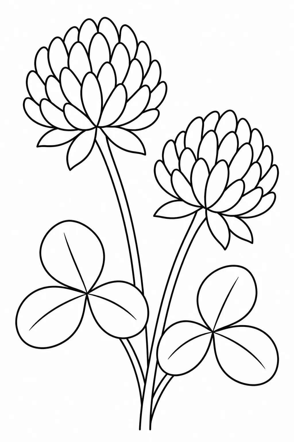 Clover Flowers printable spring flower coloring page for kids