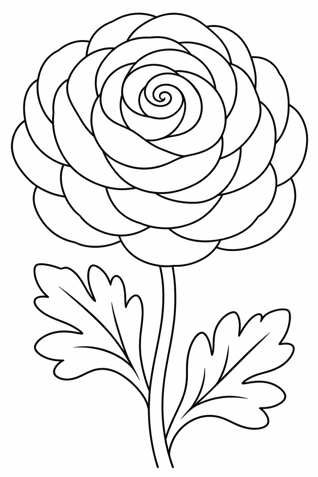 Ranunculus Swirl printable spring flower coloring page for kids