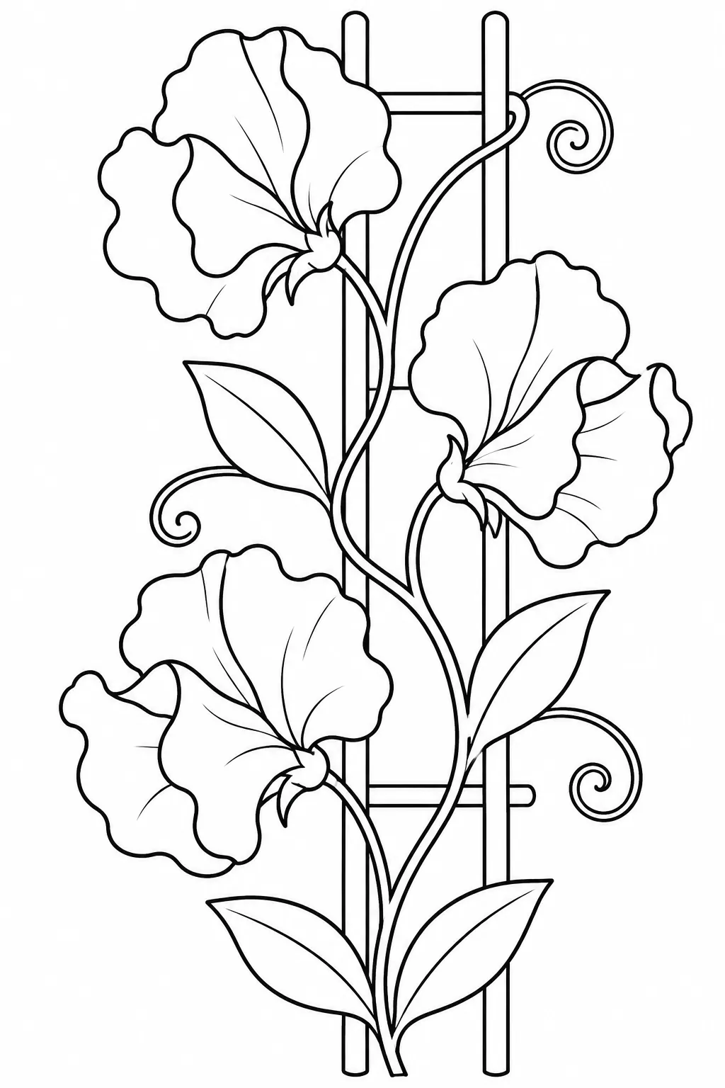 Sweet Pea Vine printable spring flower coloring page for kids
