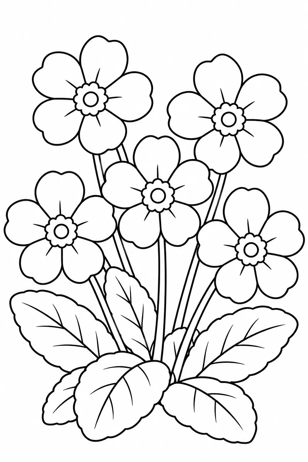 Primrose Patch printable spring flower coloring page for kids