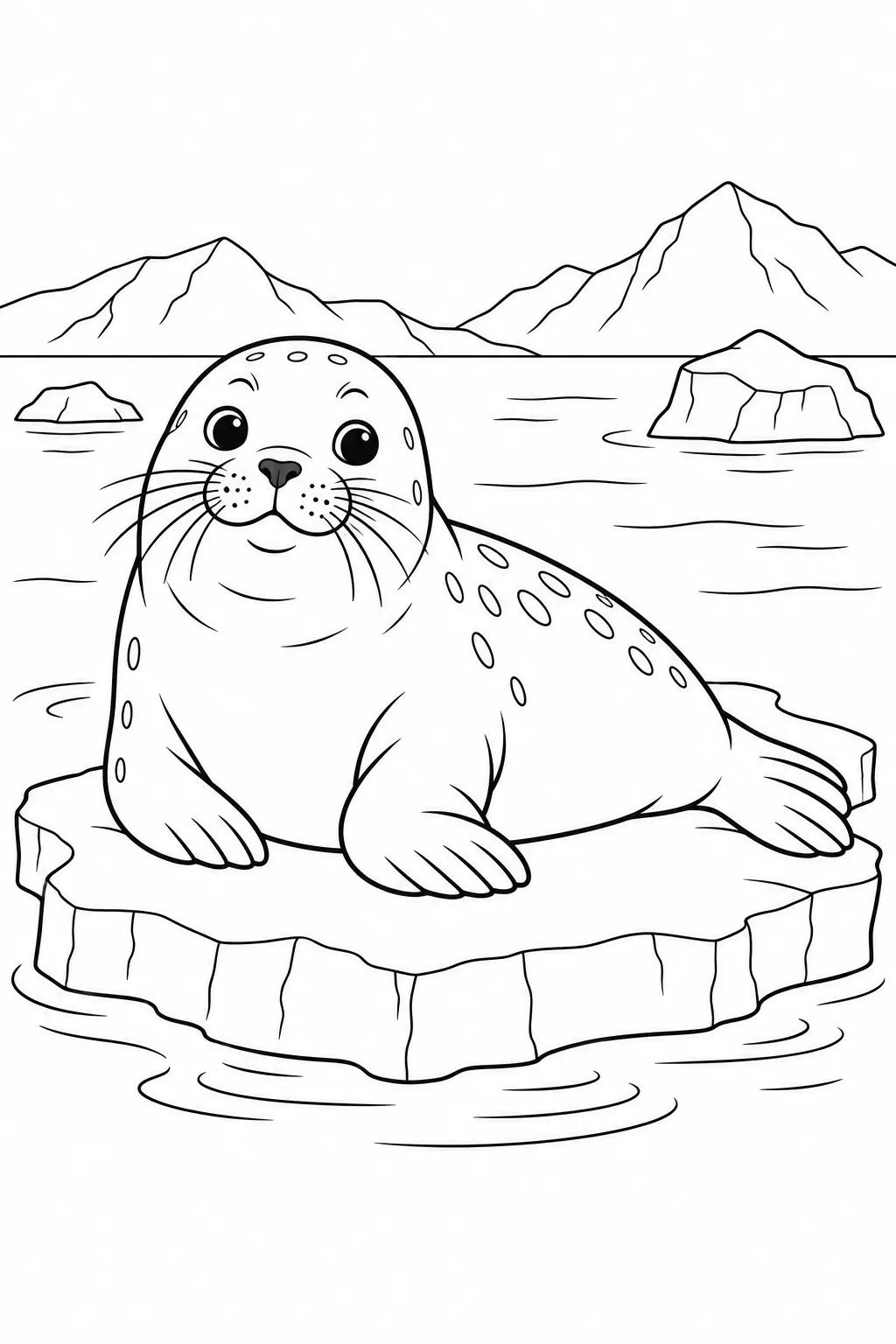 Seal Resting on an Ice Floe printable winter animal coloring page