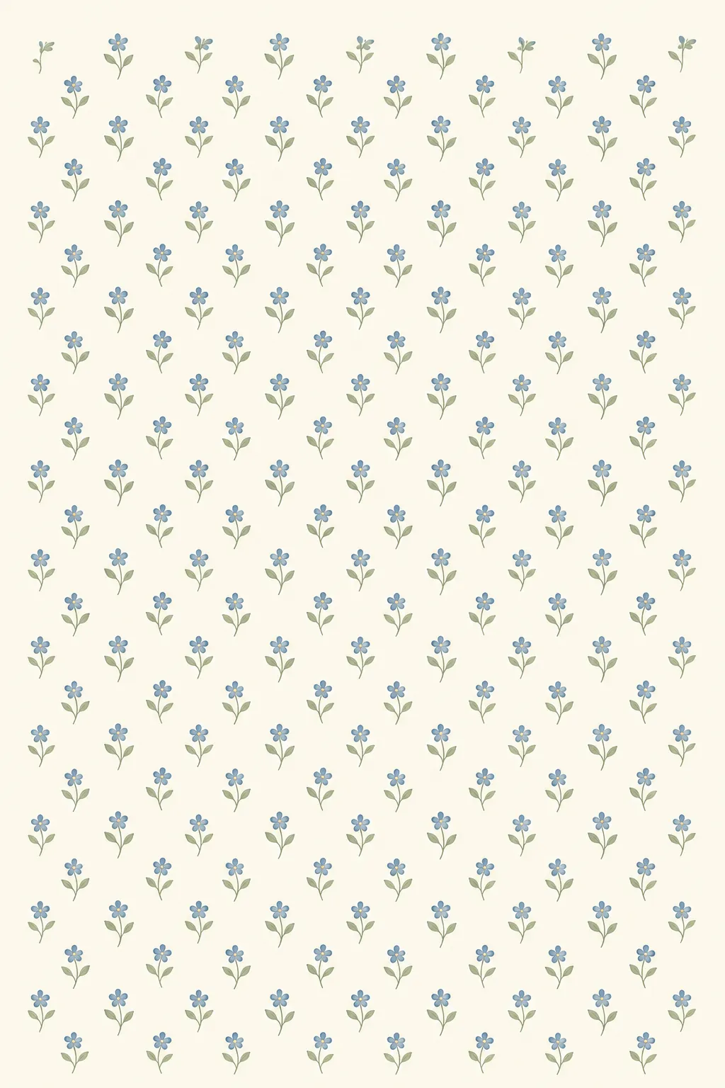 Small blue floral dollhouse wallpaper printable for a 1:12 scale room