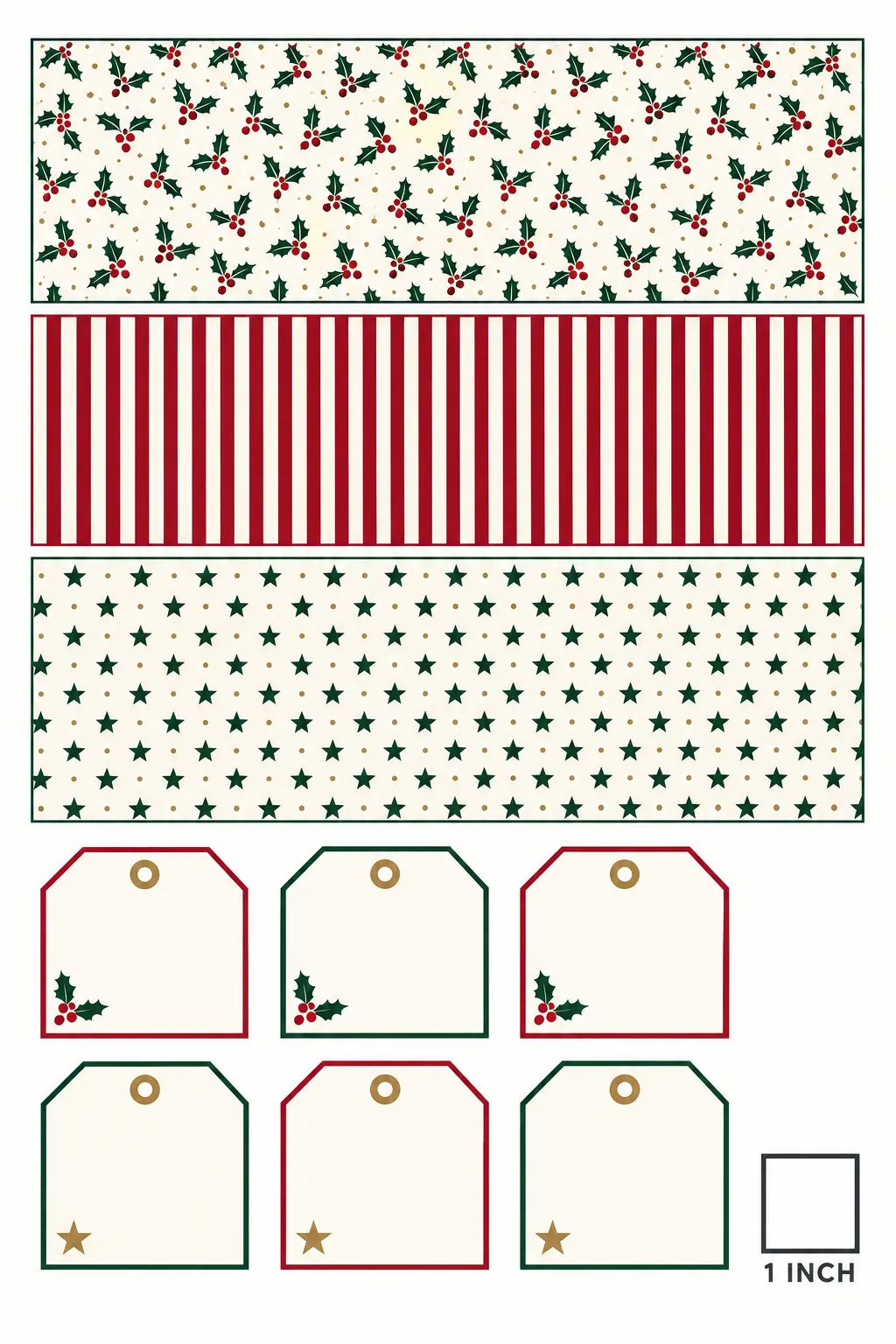 Printable miniature Christmas gift wrap and blank tags