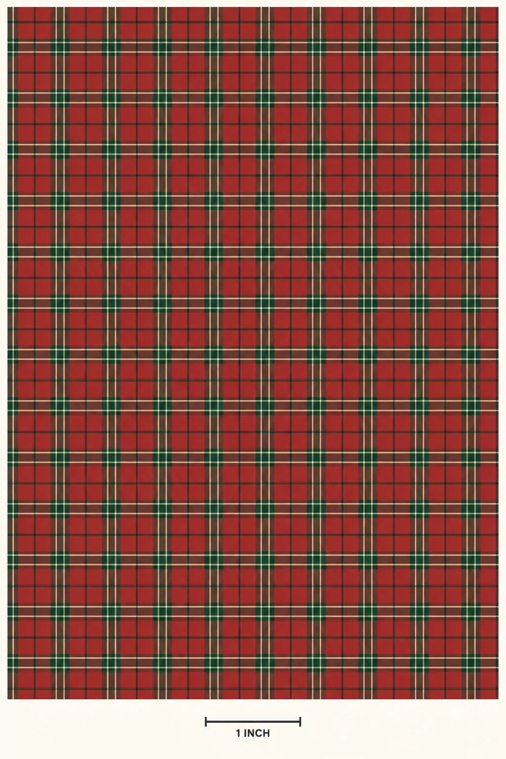Printable red plaid 1:12 dollhouse Christmas wallpaper pattern